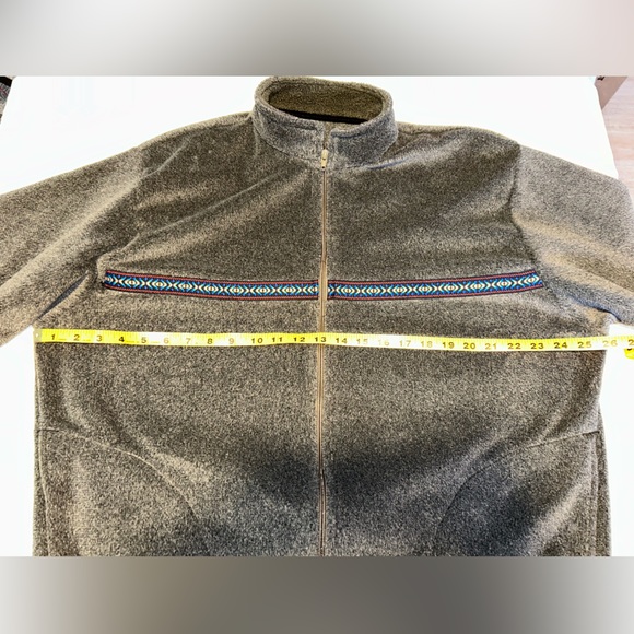 Handcrafted Fleece Full Zip Jacket - Gray - Beautiful - Warm - Aztec - XL Size - Picture 10 of 10